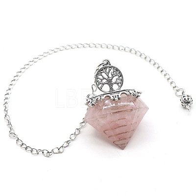 Natural Rose Quartz Chip & Resin Dowsing Pendulum Big Pendants PW-WG72597-03-1