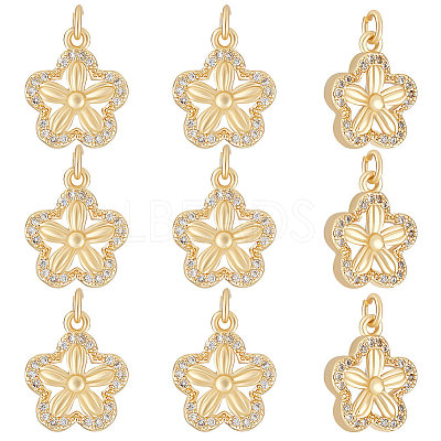 10Pcs Brass Micro Pave Clear Cubic Zirconia Charms ZIRC-BBC0001-87-1
