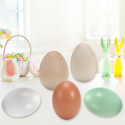 5Pcs 5 Colors Wood Egg Shape Toy WOOD-SP0001-92-1