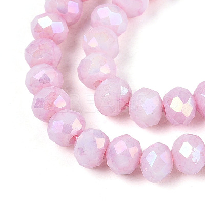 Anti-Tarnish Electroplate Rondelle Glass Beads Strands X-EGLA-T021-4mm-17-03-1
