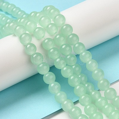 Baking Paint Imitation Jade Glass Round Bead Strands DGLA-Q021-8mm-22-1