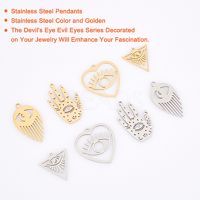 16Pcs 4 Style 201 Stainless Steel Pendants STAS-DC0001-63-1