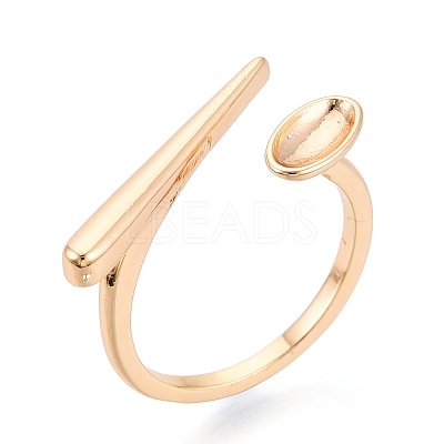 Brass Cuff Ring Components KK-T076-81G-1