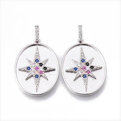 Brass Micro Pave Cubic Colorful Zirconia Pendants KK-N232-170P-NF-1