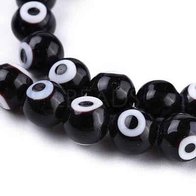 Handmade Evil Eye Lampwork Round Bead Strands X-LAMP-L055-6mm-08-1