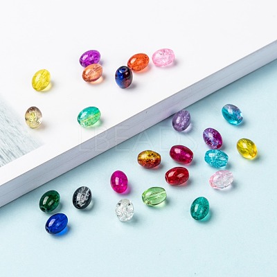 24 Colors Transparent Crackle Glass Beads CCG-JP0001-01C-1