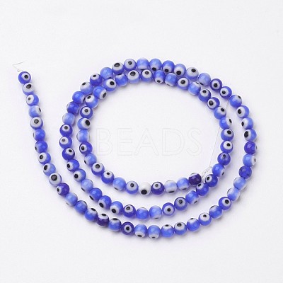 Handmade Evil Eye Lampwork Beads Strands LAMP-J082-04-4mm-1