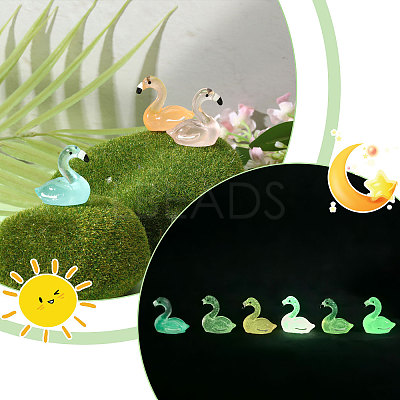 60Pcs 6 Colors Luminous Resin Flamingo Shape Display Ornaments DJEW-CA0001-53-1
