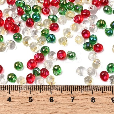 4 Colors Christmas 6/0 Transparent Fringe Glass Seed Beads SEED-X0058-11-1