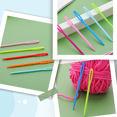 100Pcs Plastic Yarn Knitting Needles SENE-SP0001-01-1