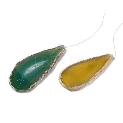 Chakra Natural Dyed Agate Piece Hanging Ornament HJEW-R126-01A-1