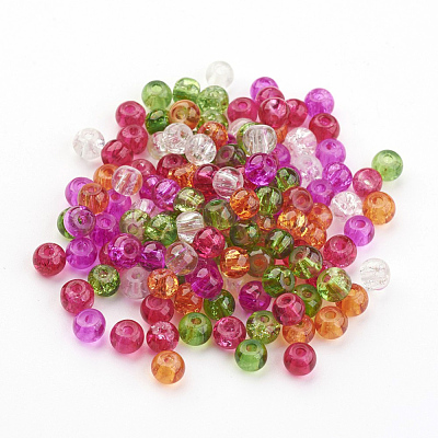 Baking Paint Crackle Glass Beads DGLA-X0006-4mm-09-1