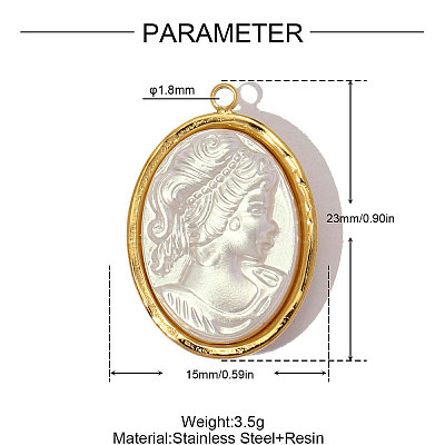 304 Stainless Steel with Resin Pendants RE-OY001-04G-1