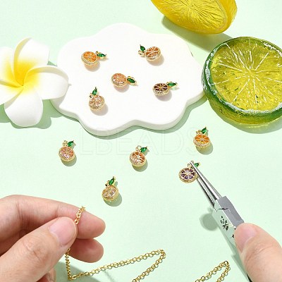 10Pcs 5 Colors Brass Micro Pave Cubic Zirconia Charms KK-CJ0004-08-1