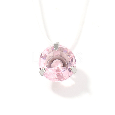 Flat Round Plastic Pendant Invisible Cord Necklaces for Women JB6177-10-1