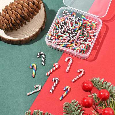 64Pcs 8 Styles Christmas Candy Cane Handmade Polymer Clay Beads CLAY-FS0001-49-1