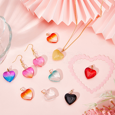 24Pcs 12 Colors Spray Painted Glass Pendants GLAA-CA0001-51-1