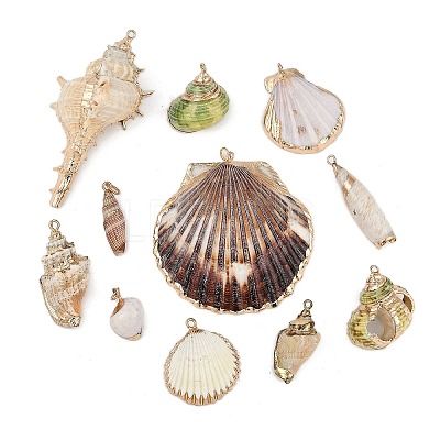 Natural Mixed Shell Pendants SHEL-K009-01-1