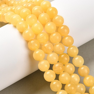 Natural Yellow Jade Bead Strands G-K121-01-14mm-1