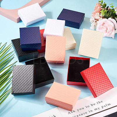 Rhombus Textured Cardboard Gift Storage Boxes LS-CON-TAC0010-03A-04-1