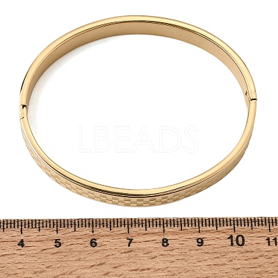 304 Stainless Steel Tartan Textured Hinged Cuff Bangles for Women SA-CBAC920-10G-1