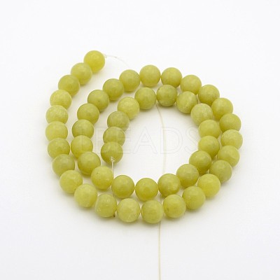 Natural Olive Jade Round Bead Strands G-P070-34-7mm-1