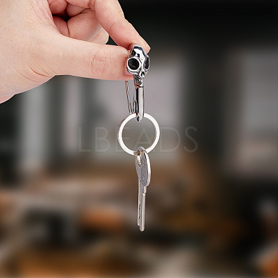 1Pc Stainless Steel Push Gate Snap Keychain Clasp Findings FIND-FH0011-89-1
