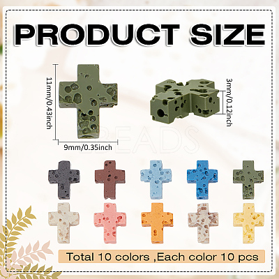 100Pcs 10 Colors Synthetic Lava Rock Beads G-ME0001-11-1