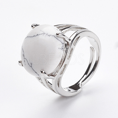 Adjustable Natural Howlite Finger Rings RJEW-F075-01Q-1