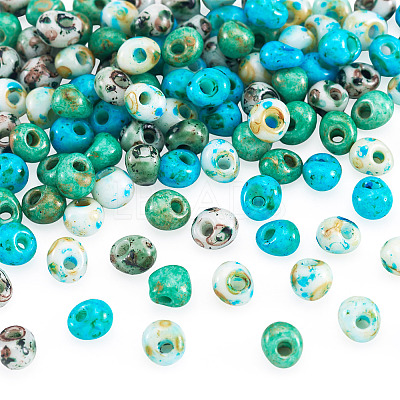 480Pcs 4 Colors Picasso Glass Seed Beads SEED-TA0001-07B-1