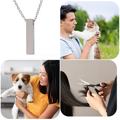 304 Stainless Steel Rectangle Pendant Urn Ashes Necklaces NJEW-WH0036-031P-1