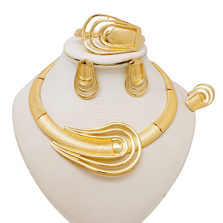 Teardrop Zinc Alloy Bracelets & Earrings & Necklaces & Rings Sets FS-WG46F47-01-1