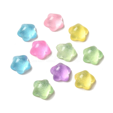 Transparent Resin Decoden Cabochons with Glitter Powder RESI-E053-08F-1
