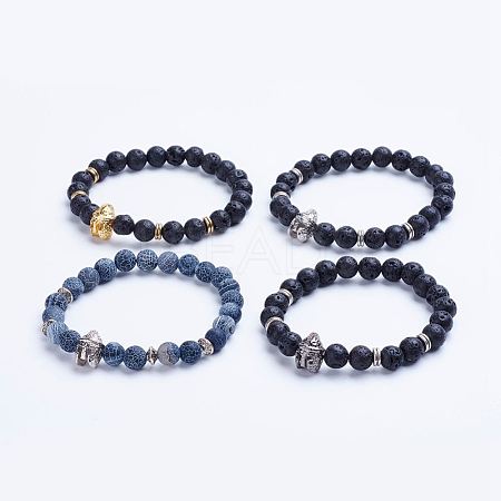 Natural Mixed Stone Beaded Stretch Bracelets BJEW-P072-E-1