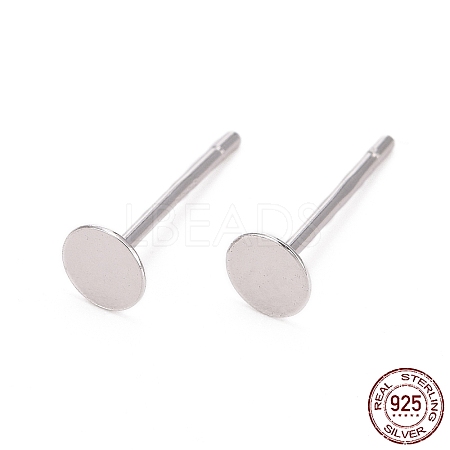 Anti-Tarnish Rhodium Plated 925 Sterling Silver Ear Stud Findings X-STER-A003-80-1