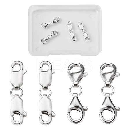 4 Sets 2 Styles Double 925 Sterling Silver Lobster Claw Clasps FIND-TA0002-22-1