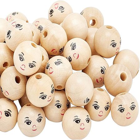 50Pcs Natural Wood Beads WOOD-FG0001-15B-1