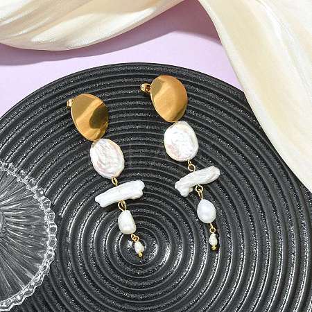 Natural Nucleated Baroque Keshi Pearl Stud Earrings EJEW-JE07152-1