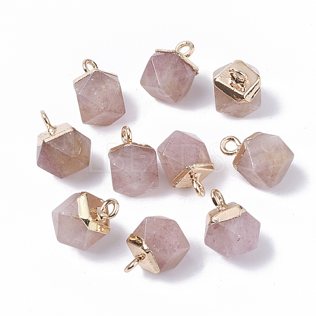 Natural Strawberry Quartz Charms X-G-S359-015E-1