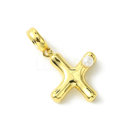 Rack Plating Brass with ABS Plastic Pearl European Dangle Charms KK-G501-02X-G-1