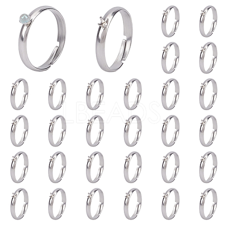 30Pcs 304 Stainless Steel Cuff Ring Components STAS-HY0001-92-1