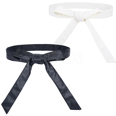 2Pcs 2 Colors PU Leather Wrap Belts for Coat AJEW-CL0005-21A-1