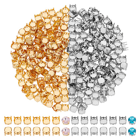 280Pcs 2 Colors 201 Stainless Steel Sew on Prong Settings STAS-UN0051-88-1