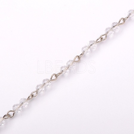 Handmade Round Glass Beads Chains for Necklaces Bracelets Making AJEW-JB00057-01-1