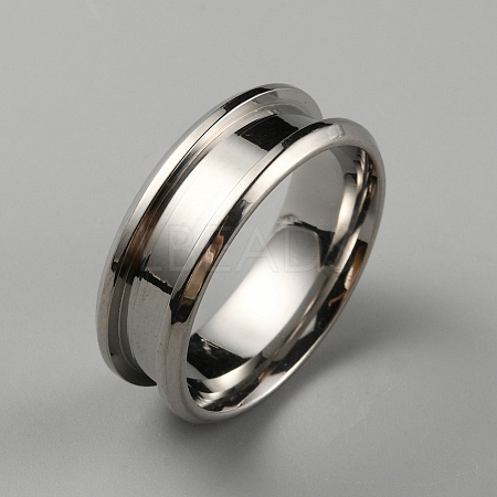 304 Stainless Steel Grooved Finger Ring Settings RJEW-WH0010-08D-P-1