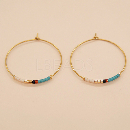 Glass Seed Beaded Hoop Earrings XS8443-6-1