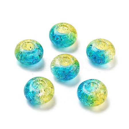 Two Tone Transparent Crackle Acrylic European Beads TACR-P009-B01-03-1