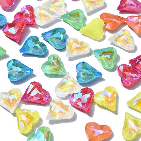 10Pcs Heart Translucent Glass Pointed Back Cabochons MRMJ-YW0001-062A-1