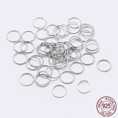 Anti-Tarnish Rhodium Plated 925 Sterling Silver Open Jump Rings STER-F036-02P-0.9x6mm-1