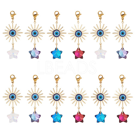 ARRICRAFT 15Pcs Electroplate Glass Star Pendant Decorations HJEW-AR0001-16-1